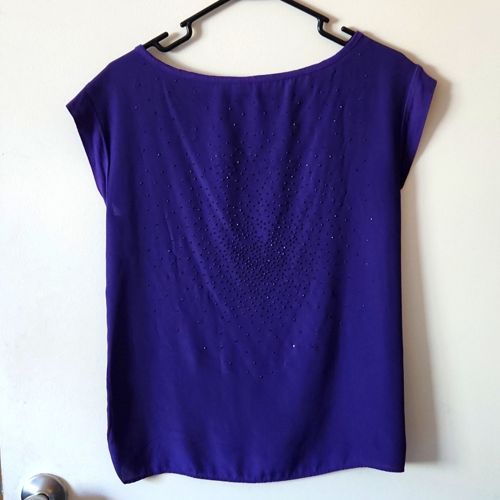 New York & Company small purple blouse with boatneck